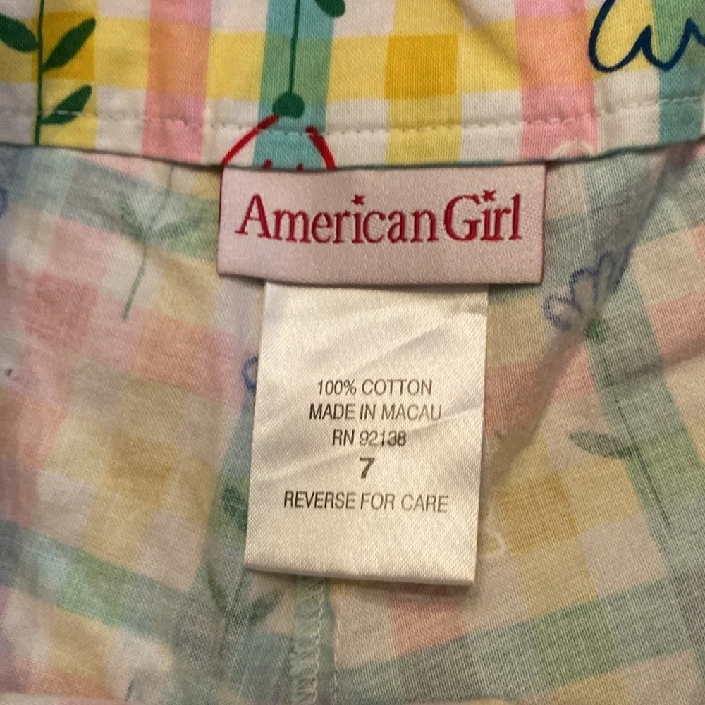 American Girl Picnic Time Multicolor Checkered Capri Pants. Size 7. 2001